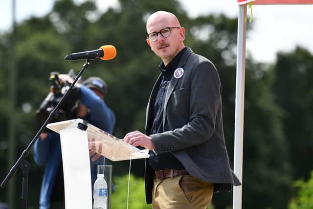Brian Leishman MP speaks at a Grangemouth rally in August. Picture: Michael Gillen