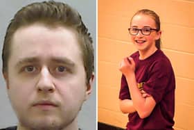 Alexander McCartney (left) has been jailed for life after admitting 185 charges involving 70 children, including the manslaughter of Cimarron Thomas, 12, (right) from West Virginia who took her own life