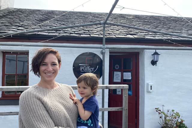 Jhennia Leipirt with her son Madáin pictured outside