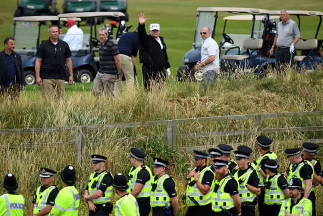 When Donald Trump visited his Turnberry resort midway through his single term in office, there was a heavy Police Scotland presence. Picture: Leon Neal/Getty Images