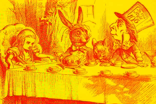The Mad Hatter's Tea Party, as pictured in Lewis Carroll's book Alice in Wonderland (Illustration by John Tenniel)