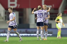 The Scotland players celebrate their 1-0 first-leg victory over Hungary. Cr: Getty Images.