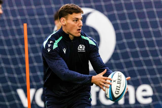 The uncapped Tom Jordan training with Scotland this week at the Oriam.