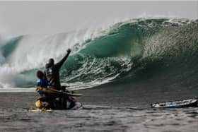 Ben Larg (in blue) and Bernard Cahill, enjoying the view at Mullaghmore
