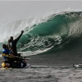 Ben Larg (in blue) and Bernard Cahill, enjoying the view at Mullaghmore