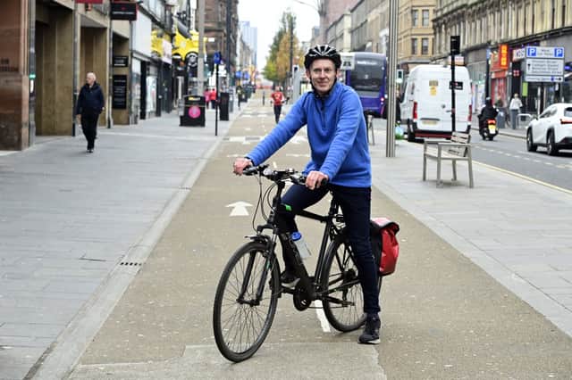 Alastair Dalton on The Avenues segregated cycle lanes on Sauchiehall Street in Glasgow city centre