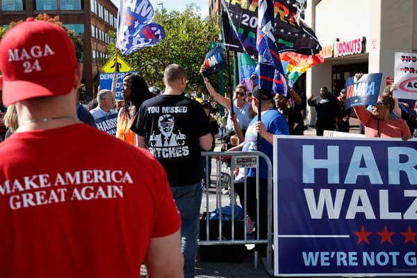 America seems more divided than ever as it prepares to choose between Donald Trump and Kamala Harris in the US presidential election on Tuesday (Picture: Chip Somodevilla)