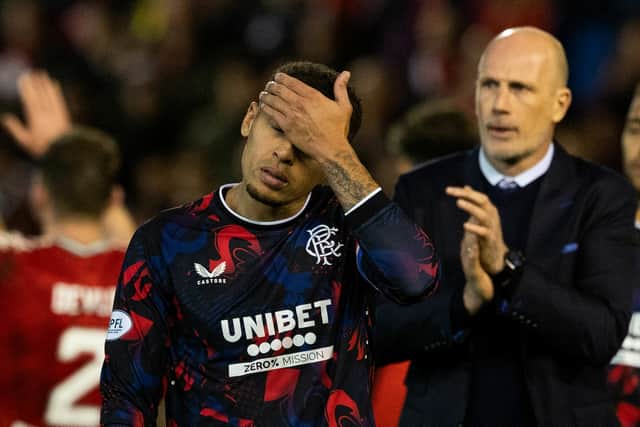 Rangers captain James Tavernier cuts a dejected figure after the 2-1 loss at Aberdeen. (Photo by Craig Williamson / SNS Group)