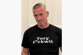 Roddy Dunlop wearing his new t-shirt