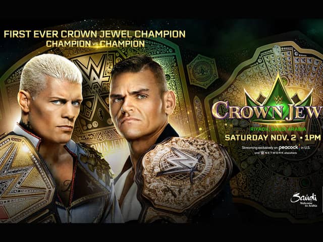 Cody Rhodes and Gunther face off in Saudi Arabia to crown the inaugural men's Crown Jewel Champion at the latest WWE premium live event.