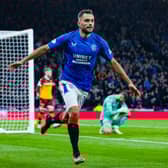 Rangers' Nedim Bajrami celebrates scoring to make it 2-1 over Motherwell during the Premier Sports Cup semi-final win over Motherwell at Hampden. (Photo by Alan Harvey / SNS Group)