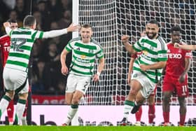 Cameron Carter-Vickers opens the scoring for Celtic against Aberdeen. Cr: SNS Group.
