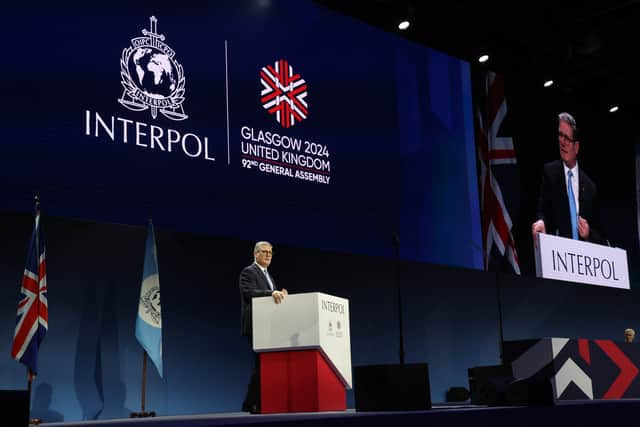 Keir Starmer speaking at the Interpol general assembly in Glasgow