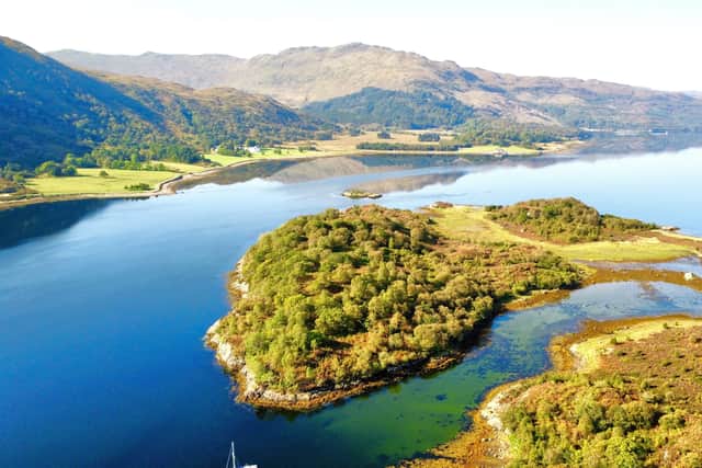 Eilean Mor, a 12.14-hectare island in Loch Sunart, is up for sale. Picture: Bell Ingram/SWNS