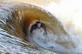 Mark Boyd of the Scottish Surfing Federation, carrying out some pre-contest research at Lost Shore 