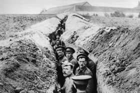 British soldiers pictured in a narrow trench on October 28, 1914 (Picture: Hulton Archive)