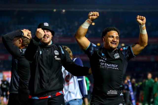 New Scotland captain Sione Tuipulotu celebrates Glasgow Warriors' United Rugby Championship final win over the Bulls at Loftus Versfeld.
