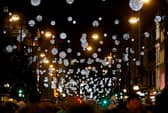 Christmas lights outside John Lewis store at Oxford Street, London. Photo: Miles Willis/Getty Images for New West End Company