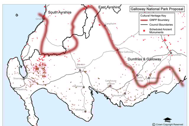 The rough outline of one option for the proposed Galloway National Park