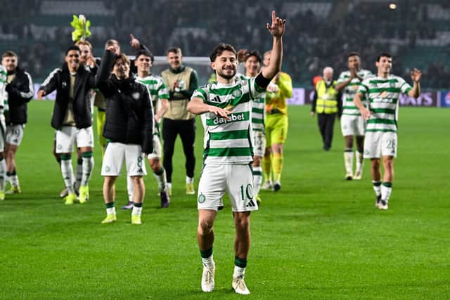 Nicolas Kuhn scored twice for Celtic in the 3-1 win over RB Leipzig in the Champions League.