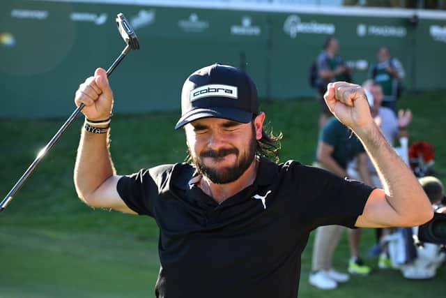 Spaniard Angel Hidalgo celebrates winning the acconia Open de España presented by Madrid at Club de Campo Villa de Madrid in September