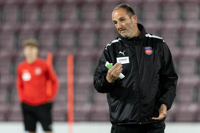 Frank Schmidt during a Heidenheim training session at Tynecastle Park, on November 06, 2024. (Photo by Ross Parker / SNS Group)