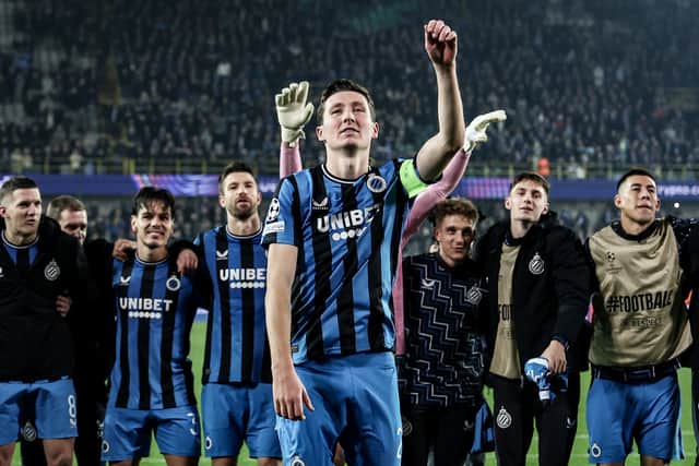 Club Brugge's Hans Vanaken celebrates after defeating Aston Villa at Jan Breydel Stadium. Pic: Belga PA Wire.