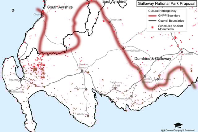 The rough outline of the proposed Galloway National Park