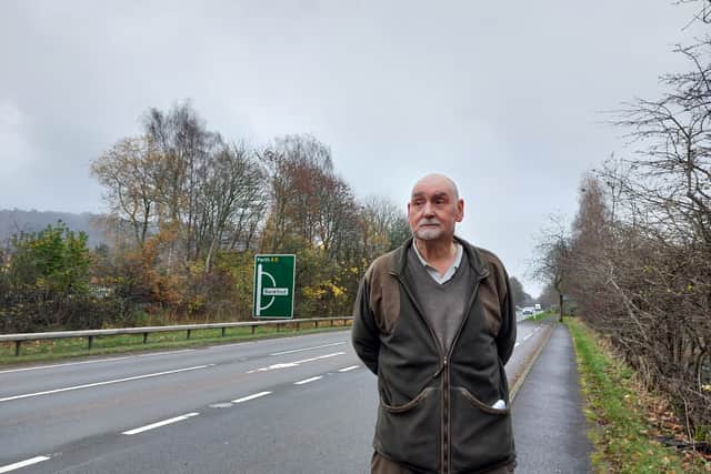 Ian Davidson, pictured just south of where his crash happened.