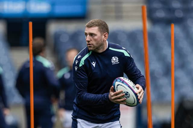 Finn Russell during a Scotland training session at Scottish Gas Murrayfield.
