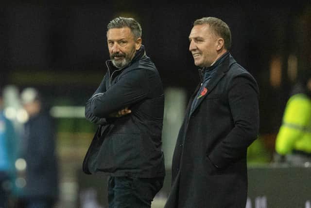 Kilmarnock manager Derek McInnes and his Celtic counterpart Brendan Rodgers.