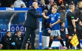 Rangers midfielder Connor Barron with manager Philippe Clement as he is substituted off during the 1-0 win over Hearts at Ibrox. (Photo by Alan Harvey / SNS Group)