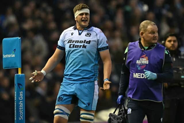 Scott Cummings reacts as he is sent to the sin bin.
