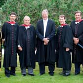Jim Farmer, centre, was presented with the St Andrews University Medal in recognition of his lifetime achievements and outstanding contribution to the community of St Andrews in 2010 at a ceremony that also saw Padraig Harrington, Arnold Palmer, Tom Watson and Johann Rupert, CEO of Richemont Group, honoured.