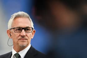 Gary Linker is seen presenting for LaLigaTV prior to the LaLiga Santander match between RCD Espanyol and FC Barcelona at RCDE Stadium on in May 2023. Picture: David Ramos/Getty Images