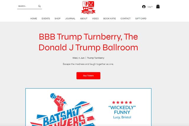 The website through which tickets for the show can be sold is promoting discounted accommodation at Trump Turnberry.