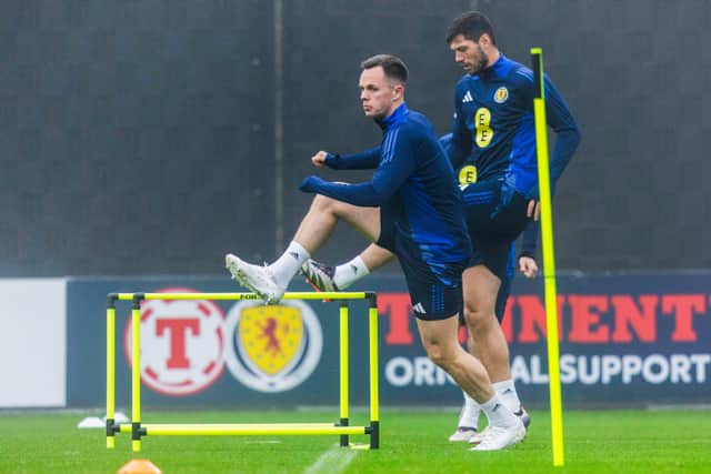 Lawrence Shankland during a Scotland training session at the City Stadium.