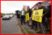 Farmers protest outside the Northern Farming Conference in Hexham in Northumberland against the government's proposals to reform inheritance tax rule