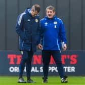 Scotland assistant John Carver with Scottish FA performance director Graeme Jones during a Scotland training session at the City Stadium, on Novermber 12, 2024, in Glasgow, Scotland. (Photo by Craig Foy / SNS Group)