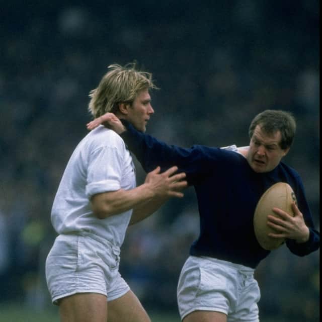 England's Peter Winterbottom is pushed away by Scotland hooker Colin Deans during Scotland's record 33-6 win in 1986.