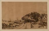 View on the Amstel the road on the Amsteldijk leading to Trompenburg, by Rembrandt van Rijn