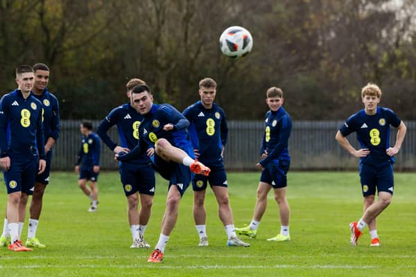 Lennon Miller during a Scotland under-19 training session at the Stepps Playing Fields this week. (Photo by Craig Foy / SNS Group)