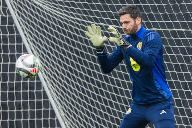 Craig Gordon during a Scotland training session this week.