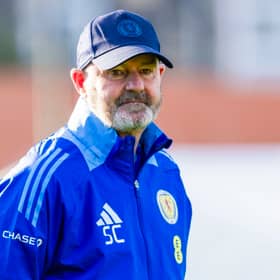 Scotland head coach Steve Clarke during a MD-1 training session at the City Stadium on Thursday. (Photo by Craig Foy / SNS Group)