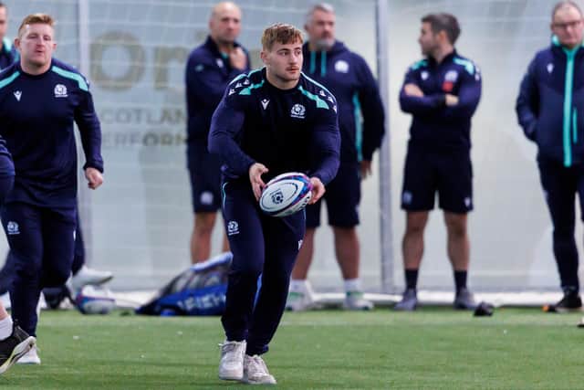 Freddy Douglas during a Scotland training session at the Oriam.