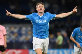 Scott McTominay celebrates after scoring for Napoli in the Coppa Italia win over Palermo. (Photo by Francesco Pecoraro/Getty Images)