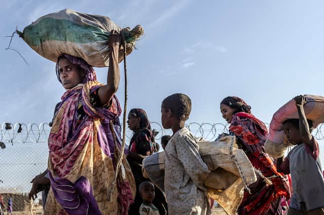 Sudanese refugees arrive at a transit centre in Renk, South Sudan (Picture: Luis Tato)