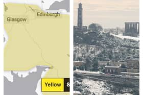 A yellow weather warning has been issued for snow and ice to hit much of the Central Belt, including Edinburgh