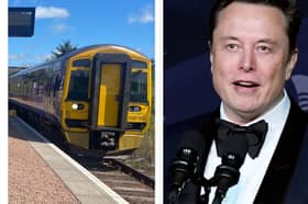 A ScotRail train on the Far North Line at Scotscalder, and US billionaire Elon Musk
