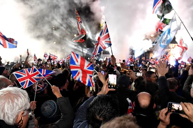 Pro-Brexit supporters celebrate as the UK formally leaves the EU on January 31, 2020 (Picture: Jeff J Mitchell)